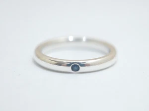 Tiffany & Co. Sterling Silver Elsa Peretti Blue Sapphire Stacking Ring Size 5" - Picture 1 of 5