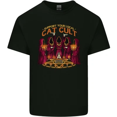 Cat Cult Evil Feline Devil Worship Satanic Kids T-Shirt Childrens - Image 1 of 4