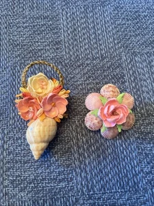 VINTAGE Sea Shell Flower Basket Brooch Dainty and Unique Lot (b2) - Picture 1 of 3