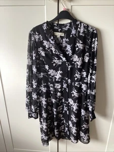 Michael Korrs Floaty Flimsy Button Down Black/ White Dress Holiday Evening S - Picture 1 of 9