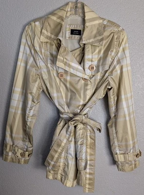 Abrigo Basler para mujer 8 etiqueta negra gabardina chaqueta tostada a cuadros cinturón ligero lluvia Foto 1 de 4