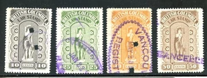 LOT 30997 USED BCL22-BCL25 BRITISH COLUMBIA LAW STAMPS CANADA - Bild 1 von 2