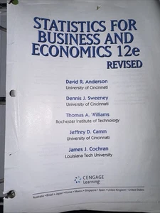 Statistics for Business and Economics by Anderson-New, Loose-leaf, FAST SHIP - Bild 1 von 4