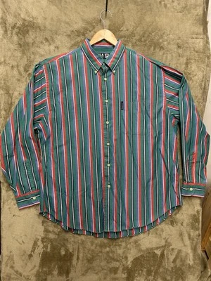 Camisa De Colección FILA SPORT Para Hombres Grande Deportiva Sarga Off White Azul Rojo Verde Rayas Foto 1 de 4