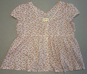 Denim & Supply Ralph Lauren Womens Floral Voile Button-Front Babydoll SS Top XL - Picture 1 of 3