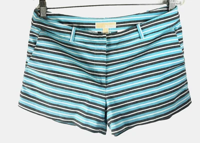 Shorts listrado Michael Kors feminino turquesa preto azul branco tamanho 8 - Imagem 1 de 4