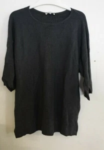 ^ Warehouse Rib Panel Boxy T-Shirt Dark Grey Size UK 10 - Picture 1 of 4