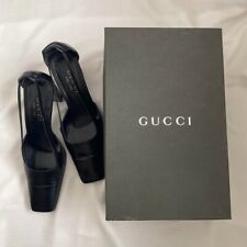 Gucci women's Square Toe Leather Pumps High Heels Black size 36 used From Japan