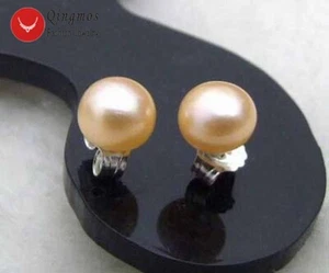 7-8mm Flat Round Natural Pink Pearl Stud Earrings for Women Fine Jewelry ear282 - Picture 1 of 2