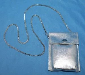 Bolso de hombro pequeño de cuero plateado - Imagen 1 de 3