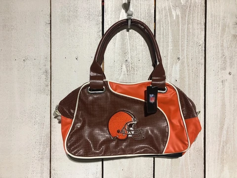 WOMENS NFL CLEVELAND BROWNS ORANGE & BROWN PURSE 13"x7"x5" Cover