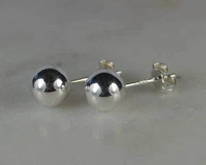 925 Sterling Silver 4mm Round Ball Stud Earrings Polished Butterfly Post Backs - Picture 1 of 3