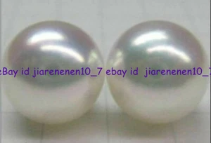 Huge 13-14mm Genuine South Sea Perfect White Pearl Earrings - Picture 1 of 12