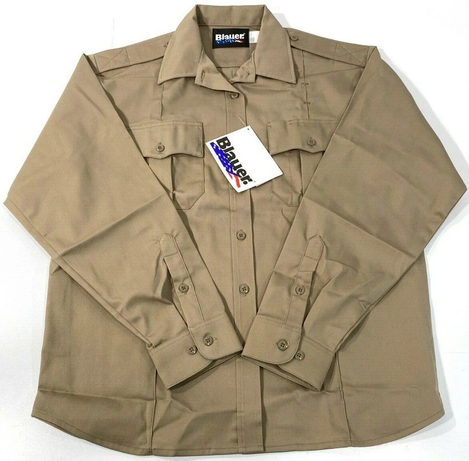 XL REG BLAUER WOMEN'S LONG SLEEVE COTTON BLEND SHIRT 8703W SILVER TAN XL