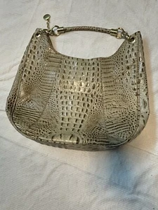 BRAHMIN Carmela Melbourne Hobo Shoulder Bag Croc-Embossed Honey Caramel Gold - Picture 1 of 10
