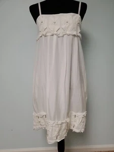 Vintage Yoana Baraschi Cream Silk Cotton Lined Dress Pockets Origami Flowers GUC - Picture 1 of 22