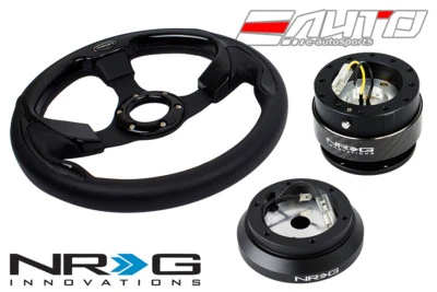 Volante NRG 320mm Pilota Cuero Negro IN con Buje SRK-120H Gen2 Release CF Foto 1 de 4