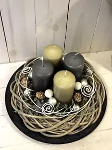 Adventskranz, Adventsgesteck, Kranz, Weihnachten, grau-natur - Bild 1 von 1