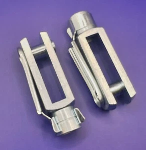 Clevis Fork Yoke End Long Joint With Spring Pin M5x0.8 RH BZP Steel. Pack of 4. - Picture 1 of 3
