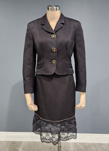 Set completo VERSUS Gianni Versace nero trapuntato finto bordo diamantato gonna crop 44 M