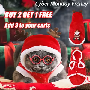 Haustier Katze Weihnachtsmann Kostüm Hund Weihnachten kleiner Mantel Outfit Kleidung Hoodie Pullover USA - Bild 1 von 11