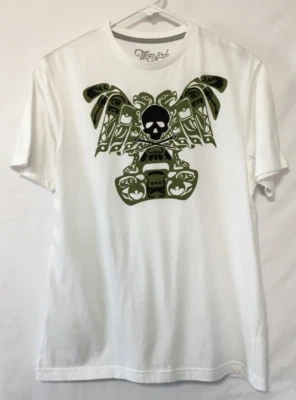 Camiseta Marc Ecko Para Hombre Talla Mediana Blanca Gráfica Flocada Cuello Redondo S/S Foto 1 de 4