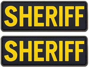 SHERIFF PVC RUBBER TACTICAL PATCH || 2PC PVC HOOK BACKING 3.5"X1.25" - Picture 1 of 2