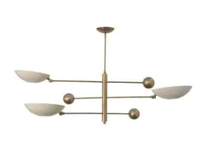 Mid Century Handmade Raw Brass 3 Tier White Sputnik Chandelier Italian Modern - Picture 1 of 3
