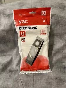 3 Pack Hoover Dirt Devil Vacuum Bags Style U - Picture 1 of 1
