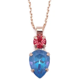Mariana Bird of Paradise Gold Pendant Necklace Sky Blue Teardrop & Pink 1911 NWT - Picture 1 of 3