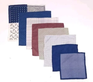 Collection of 8 Men's Silk Pocket Squares - Good Condition - Picture 1 of 12