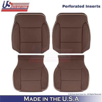 Fundas de asiento delanteras de cuero marrón para Chevrolet Silverado High Country 204-2019 Foto 1 de 4