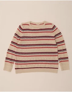 ESPRIT Womens Oversized Crew Neck Jumper Sweater UK 16 Large Beige Striped BD06 - Picture 1 of 3