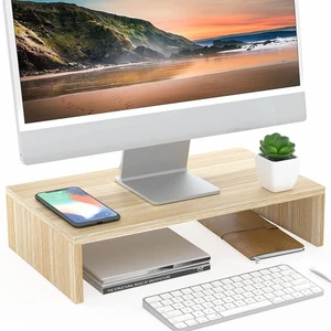 FITUEYES Desk Rack Wooden Width 425mm Tabletop Storage Stand PC Monitor Lap 22 - Afbeelding 1 van 8