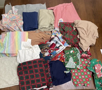 Scrap Fabric Lot Cotton Solids Prints Mixed Themes Quilt Crafts Over 3.5 lbs - Image 1 of 4