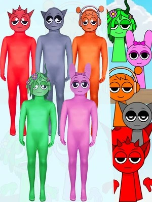 Kids Incredibox Sprunki Oren Raddy Gray Costume Cosplay Jumpsuit Mask Outfits
