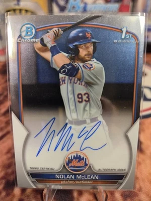 2023 Bowman Draft - Chrome Prospect Autographs Nolan McLean #CDA-NM (AU, RC) - Image 1 of 2