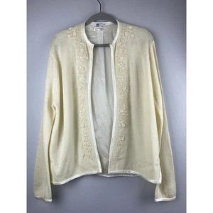De Colección Cecile Años 50 Talla 42 (US 10-12) Crema Lnd LS Lana de Cordero, Angora Blnd Emb Cardi - Imagen 1 de 9