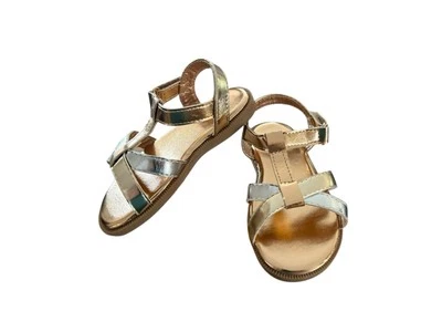 Sandalias Evie metálicas doradas y plateadas Lucky Brand para niñas nuevas $38 talla 8M Foto 1 de 4