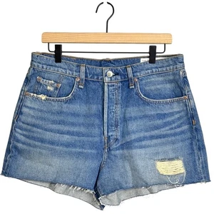 Rag & Bone Maya Distressed High-Rise Relaxed Button Fly Denim Shorts Size 31 NEW - Picture 1 of 12
