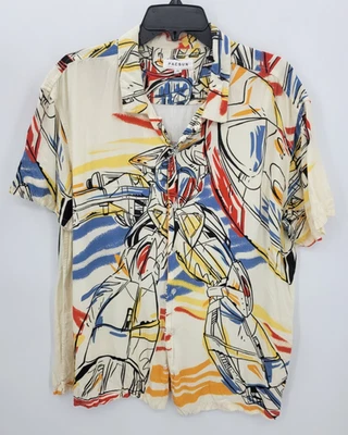 Camisa de campamento PacSun Scribble Robot para hombre XL manga corta abotonada novedad artística Foto 1 de 4