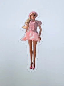 Nueva muñeca Barbie de la película Barbie en un vestido rosa hinchado pegatina de 1,7" por 4,5" - Imagen 1 de 1