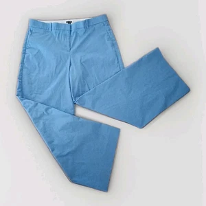 J. Pantalones CREW 16 Azul Claro Pierna Ancha Mezcla de Algodón Bolsillos Frontales Planos Cremallera Usados en Excelente Condición - Imagen 1 de 13