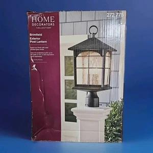 Brimfield 18 in. Aged Iron 3-Light Outdoor Post Lamp w/ Clear Seedy Glass Shade - Picture 1 of 6