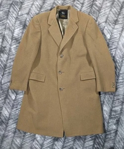 Hart Schaffner Marx USA Sur Manteau Trench Homme 40R Tan Camel Cachemire Laine Long - Photo 1/11