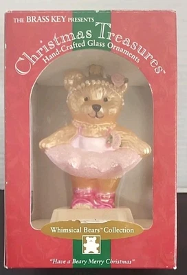 Llave de latón tesoros de Navidad adorno de vidrio artesanal caprichoso oso bailarina  Foto 1 de 4