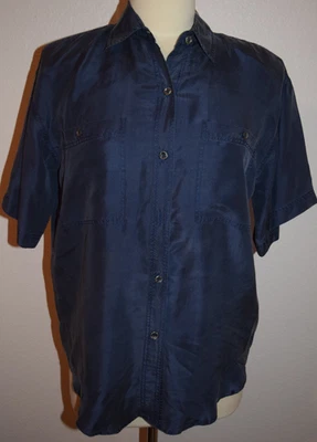 Новый с Ярлыками Sophisticates на Джонатан Мартин Sz маленький синий шелк блузка с коротким рукавом стирка - Изображение 1 из 4