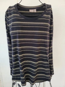 Chicos Größe 3 Damen Langarm Oberteil Gestreift Stretch Strick Metallic XL Schwarz Gold - Bild 1 von 6