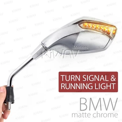 Espejo plateado puño incorporado LED funcionamiento e indicador 10 mm 1,5 paso para BMW R1200R Foto 1 de 4