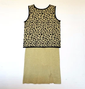 Conjunto Top y Falda Diane Gilman Co-Ord NUEVO con Etiquetas 2 piezas Estampado Animal Talla S - Imagen 1 de 12